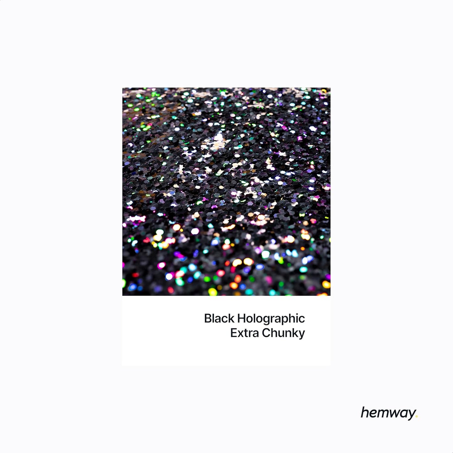Hemway Polyurethane & Epoxy Resin Glitter 100g / 3.5oz Metallic Crystal Flake Additive for Flooring Jewelry Tumblers Glass Pigment - Extra Chunky (1/24" 0.040" 1mm) - Black Holographic