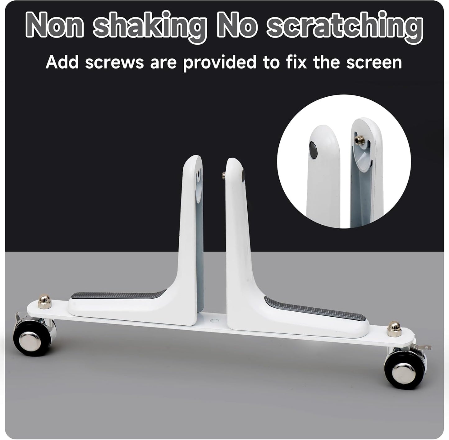 MYOYAY 2 Packs Room Divider Stand, Folding Room Divider Feet with Stainless Steel Wheels, Privacy Screen Holder Stabilizer Feet for Hotel Home Office (White)