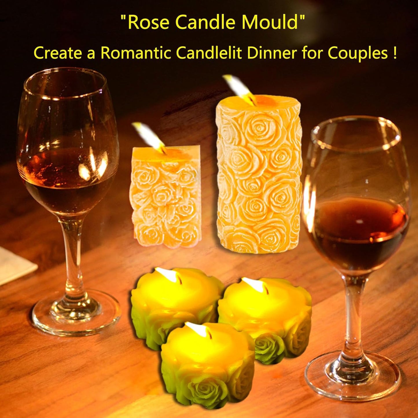 3PCS Rose Molds Silicone Candle Molds,Acxydm Valentine's Day Large Pillar Flower Silicone Mould 3D Candle Wax Molds Soap Mold,Rose Candle Making Mold for DIY Handmade