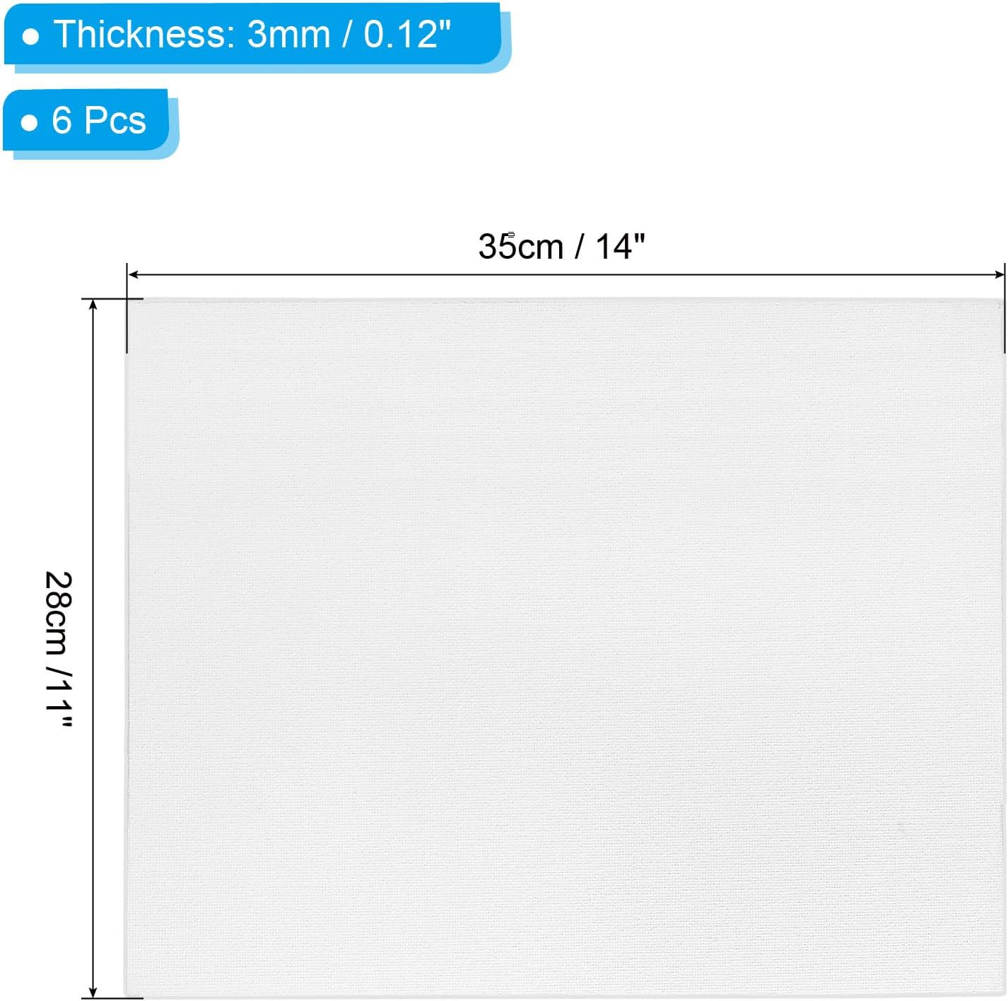 PATIKIL 11x14 Canvas Boards for Painting, 6 Pack 100% Cotton Square Triple Primed Stretched Blank Art Canvas Panel Bulk Thin for Acrylic, Oil, Tempera Paints, White