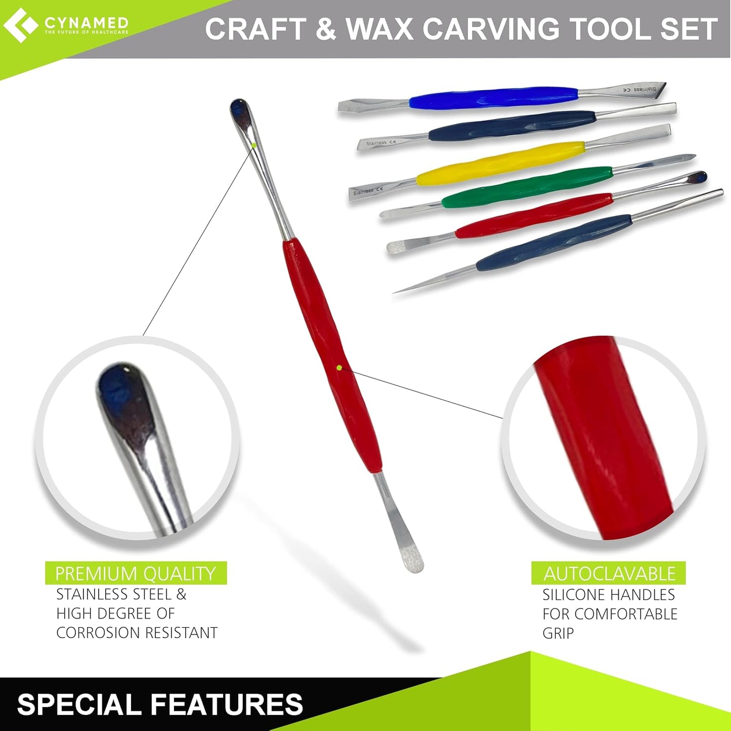CYNAMED Stainless Steel Spatula Wax & Clay Sculpting Tool Carver Set (6PK)