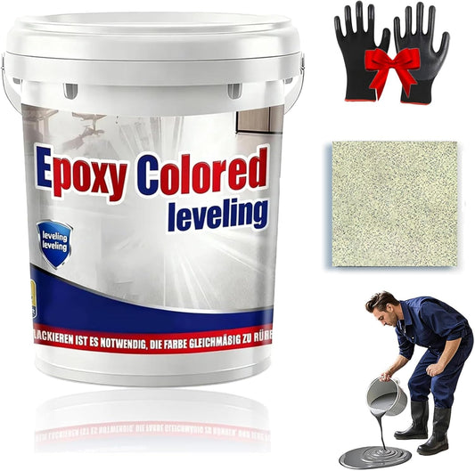 Epoxy Floor Paint, Epoxy Colored Sand Floor Paint, High-Gloss Marble Effect Self-Leveling Coating, Waterproof, Non-Slip, Ultra-Durable for Garage, Basement, Wood Floors (Beige,22 lb)