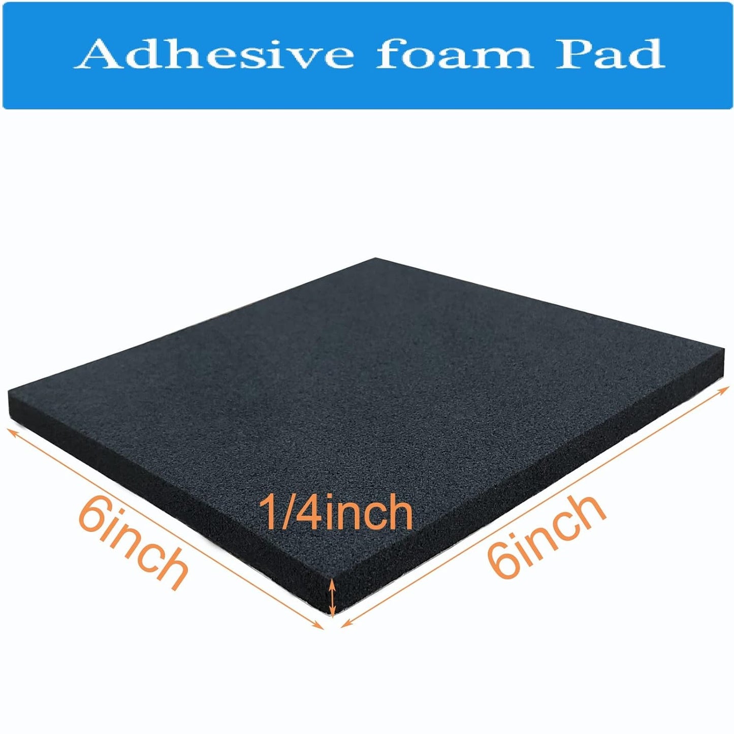 Rubber Adhesive Pads, 4 Pcs Closed Cell Foam Sheet Neoprene High Density Foam Anti Vibration Pads for Furniture Cars Speakers Black (6" x 6" x 1/4", 4 Pcs)
