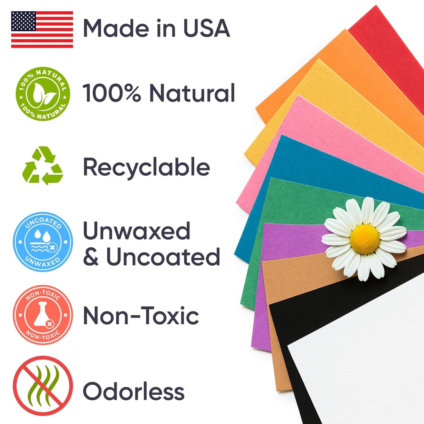 18" x 1200" (100 ft) Pack of 10 Rolls USA-Made Multi-Color Kraft Paper Rolls, 45 lbs/66 GSM – Colored Kraft Paper for Packing, Crafts, DIY Projects, Gift Wrapping – Non-Toxic, Safe for Kids