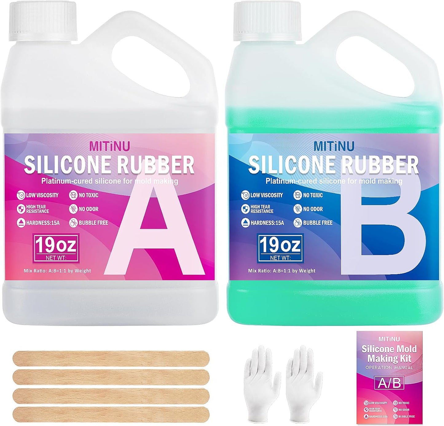 38 oz Liquid Silicone Mold Kit, 15A Rubber, 1:1 Volume Ratio, Jade Green - For Making Molds for Resin, Soap, Concrete, Wax