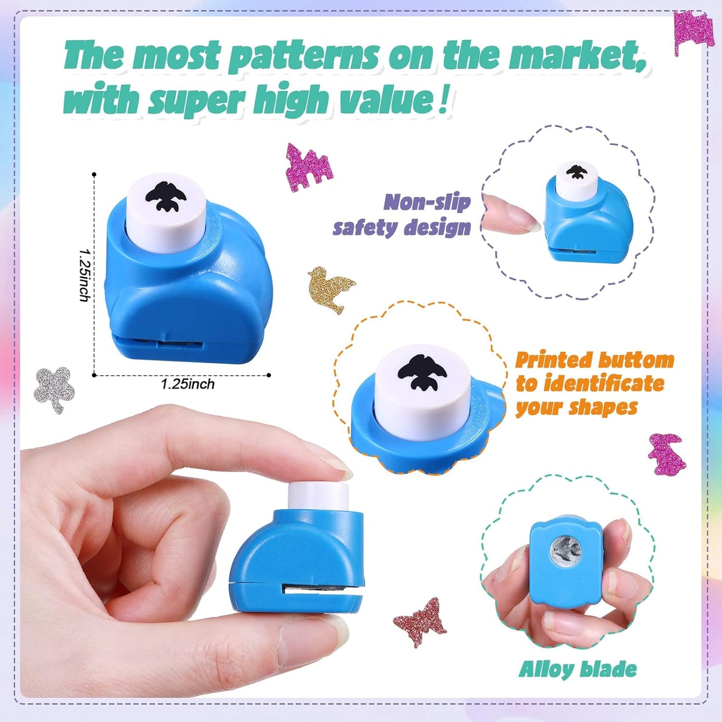 Geyee 68 Pieces Scrapbook Paper Punch Hole Punches Shape Mini Gift Card Punch Small Scrapbooking Shape Cutters for Nail Stamp Supplies DIY Craft Fun Projects, 68 Styles