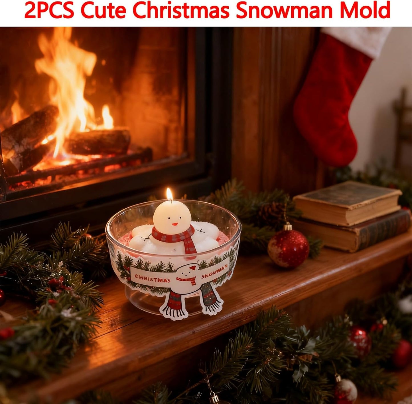 2PCS Christmas Candle Molds, Melting Snowman Christmas Resin Silicone Molds Kit, 3D Christmas Shape Silicone,Candle Silicone Mold for DIY Wax Soap