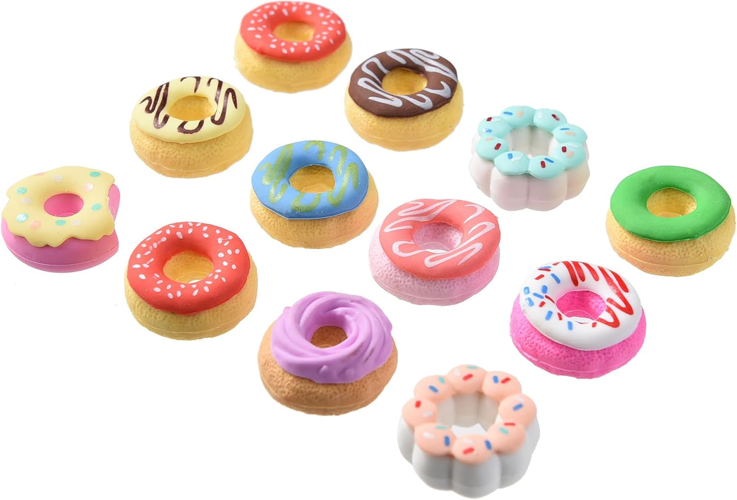 HILAZA Donut Erasers for Kids Bulk, 24 Pieces 3D Cute Fun Food Erasers for Party Favors Classroom Prizes