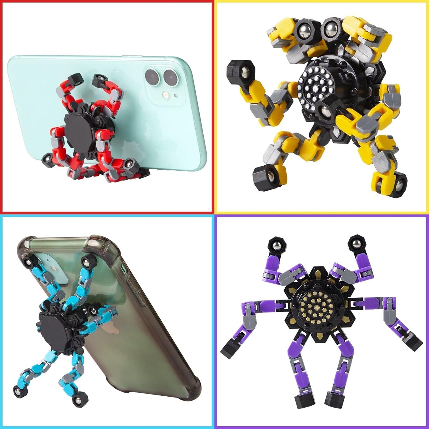 Fidget Spinners 8 Pcs for Kids and Adults Stress Relief Sensory Toys for Boys and Girls Fingertip Gyros Party Favors Sensory Fidget Toys Stocking Stuffers Bulk Gifts Trasransformable