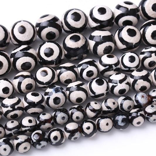32PCS 12MM NaturalTibetan Stone Beads Round Loose Stone Beads for Jewelry Making DIY Energy Stone Healing Power Bracelet 15"