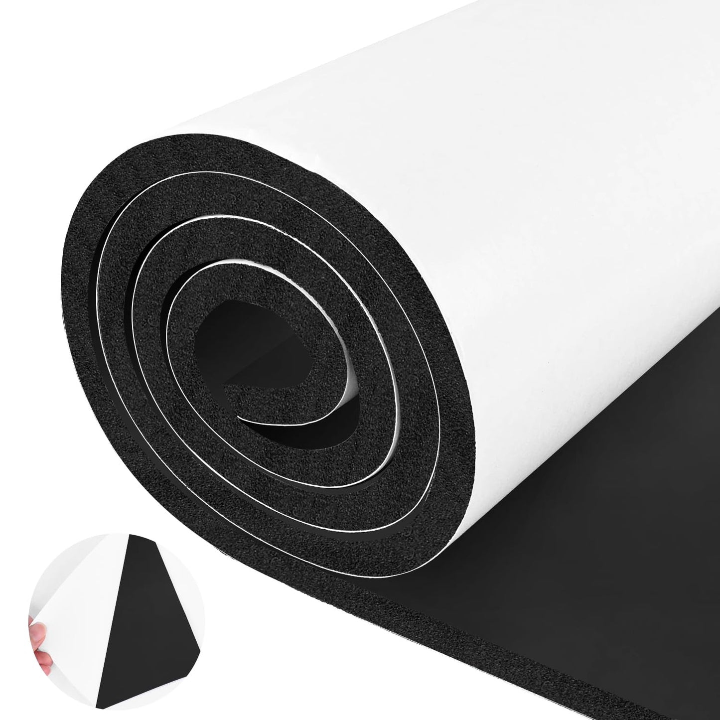 Tolanbbt Sponge Neoprene Foam Sheet with Adhesive - 1/2” Thick, 12” x 59” Closed Cell Foam Rubber Roll, Weatherproof Soundproof Padding for Automotive, Cabinet, Furniture, Crafts, DIY, Black