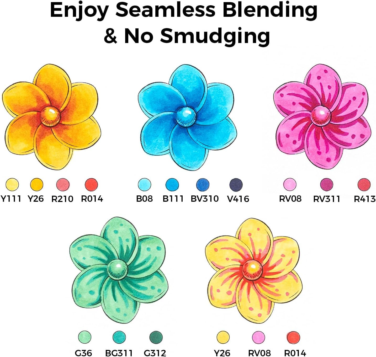 Ohuhu Alcohol Markers Brush Tip - 168-color Art Marker Set Double Tipped Alcohol-based Markers for Artist Adults Coloring Illustration- Brush & Chisel - Honolulu - Refillable Ink