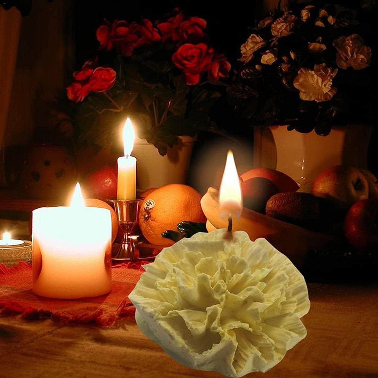 Soap Molds Carnations Flower, 3D Flowers Silicone Handmade DIY Candy Melt Mold, Chocolate Cookie Making Tools, Christmas Cake Candles Mould, Christmas Party Decoration for Oven Cupcake