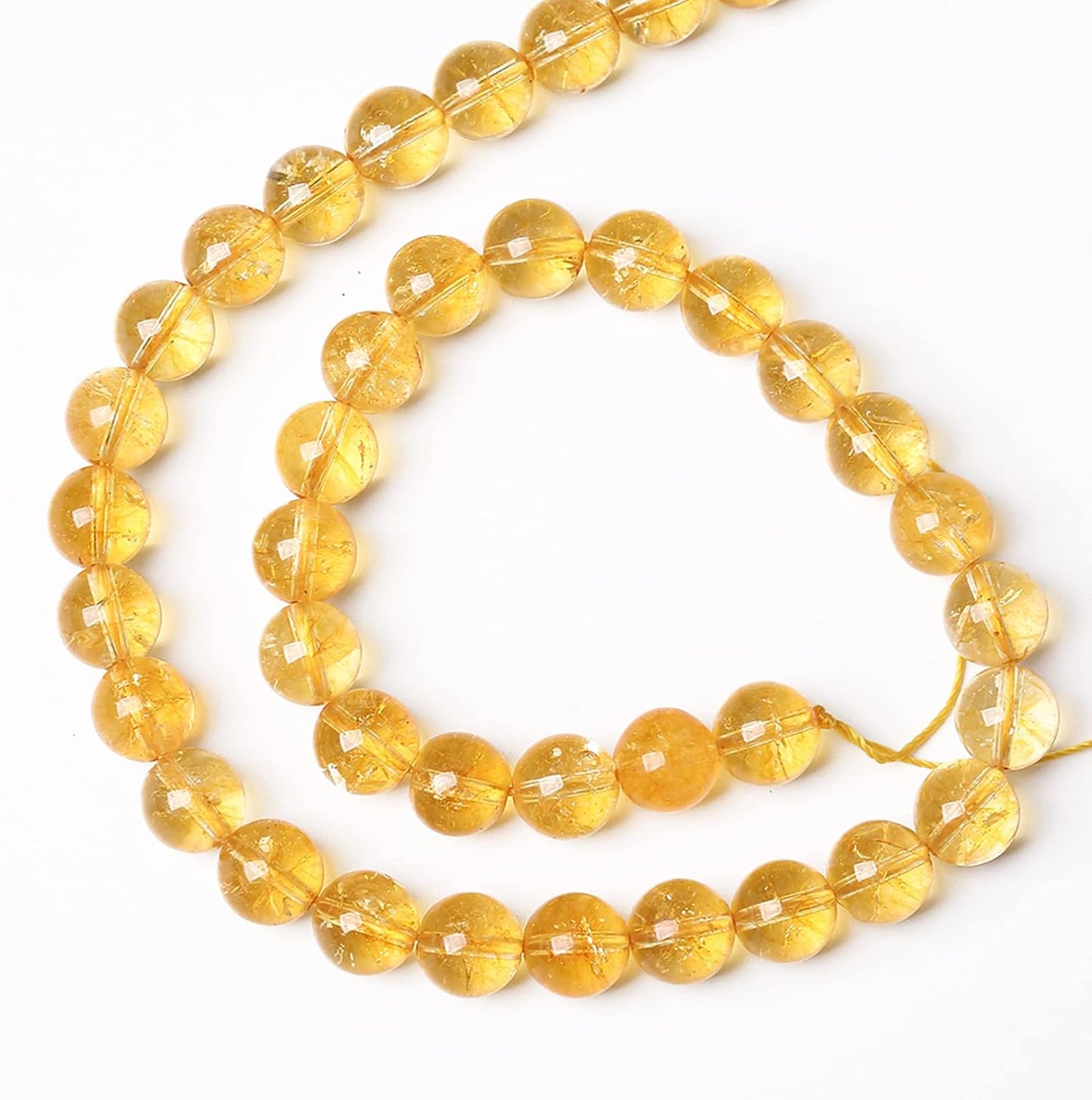 72Pcs 10mm Natural Citrine Beads for Jewelry Making Yellow Crystal Quartz Round Loose Beads DIY Bracelet Necklace Earrings 32" 2 Strands