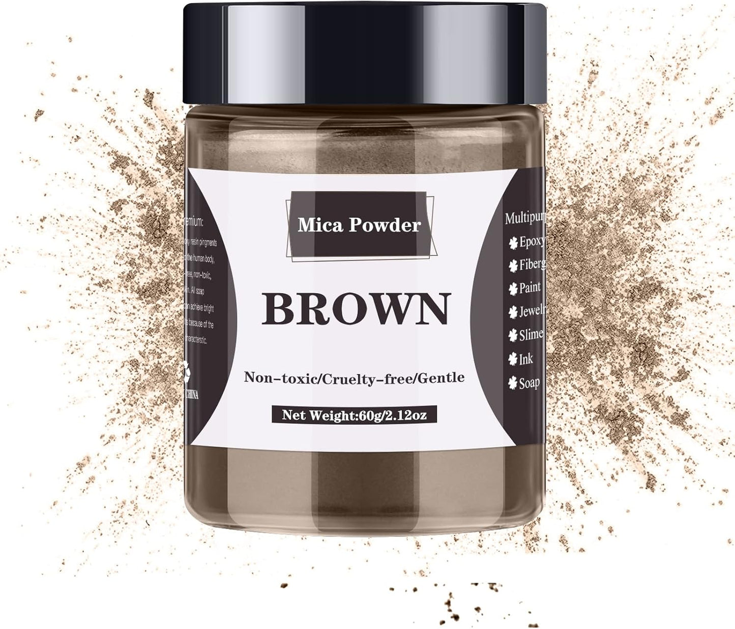 Mica Powder - 60g Mica Powder for Epoxy Resin - Pearl Pigment Powder Dye for Resin/Eye Shadow/Soap Making/Nails/Bath Bombs etc. (Brown)