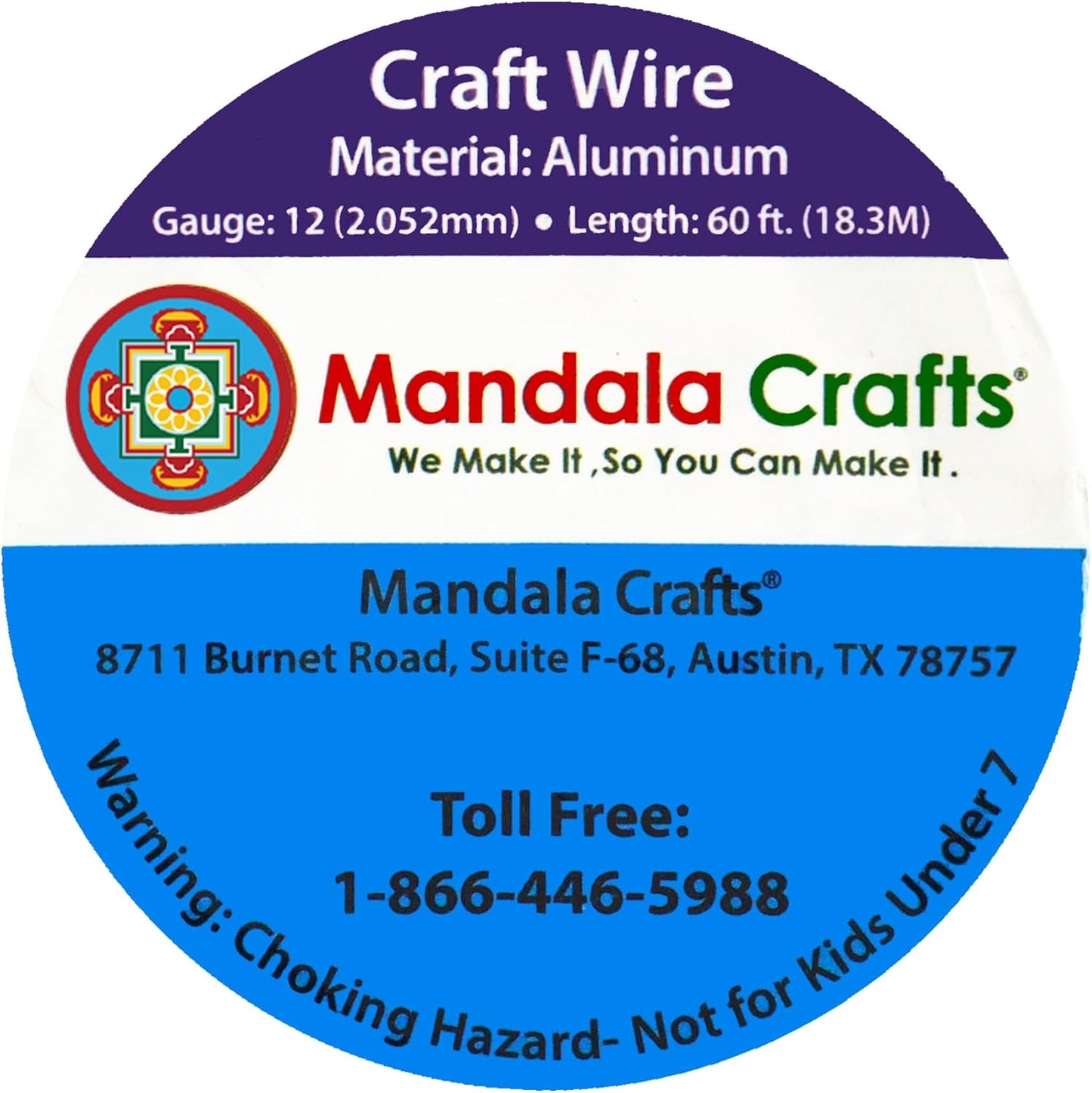 Mandala Crafts 12 Gauge Anodized Aluminum Craft Wire for Jewelry Making - 60 FT Colored Flexible Copper Tone Wire - Bendable for Bonsai Armature Crafting Sculpting