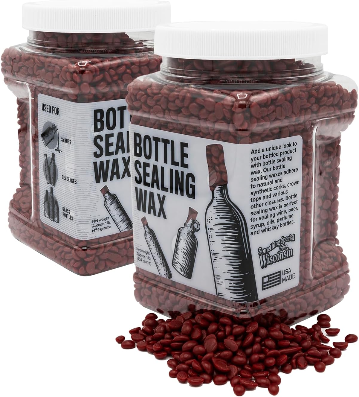 Blended Waxes, Inc. Bottle Sealing Wax, Pastille Wax Seal Beads For Wine, Beer, and Liquor Bottle Sealing, Seals Between 25-30 Bottles, 1 lb, Red