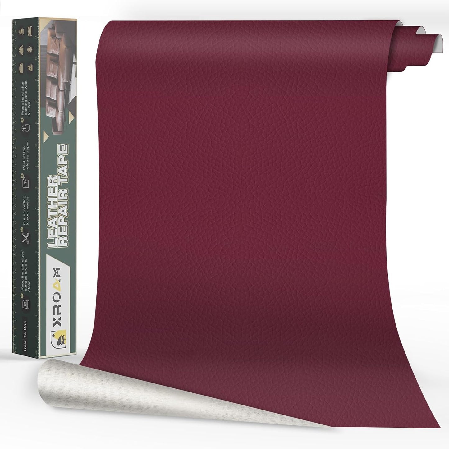 Leather Repair Tape, 23.6x79 inch Leather Patches for Furniture, Self Adhesive Leather Repair Patch for Sofas, Couches, Leather Covers, Seats, Chairs, Vinyl Repair Tape Wine Red