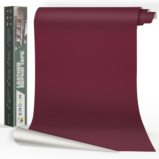 Leather Repair Tape, 16x40 inch Leather Patches for Furniture, Self Adhesive Leather Repair Patch for Sofas, Couches, Leather Covers, Seats, Chairs, Vinyl Repair Tape Wine Red