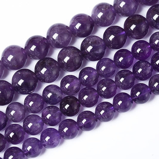 12mm 32pcs Natural Amethyst AAAAA Purple Crystal Quartz Beads Gemstones Round Stone Beads for Jewelry Making DIY Women's Bracelet Necklace Earrings