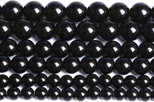 Natural Black Agates Onyx Stone Beads Smooth Round Loose Spacer Beads for Jewelry Making DIY Bracelets 12mm 34pcs 15"(Black Agate, 12mm)