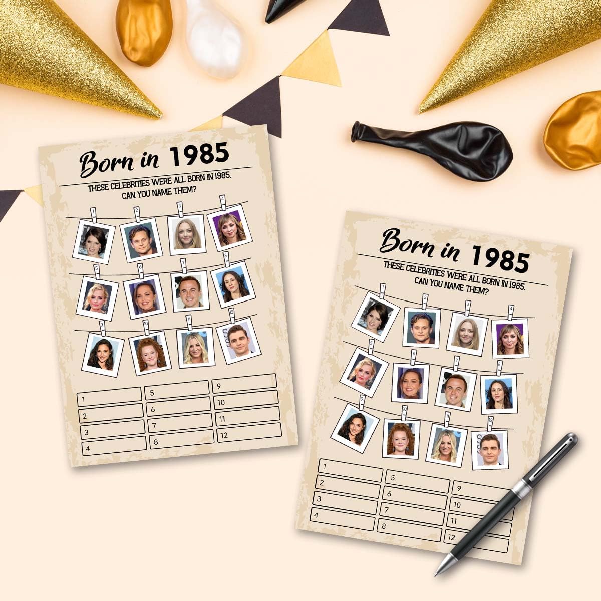 40th Birthday Party Games, Born in 1985 Games, Birthday Party Supplies for Adults, Pack of 30 Cards