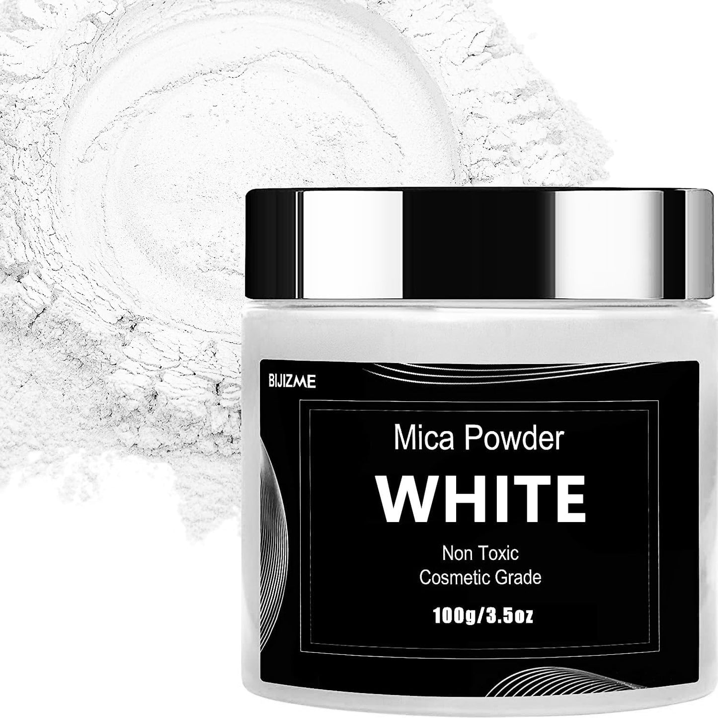 White Mica Powder Pigment (100g) -Cosmetic Grade Metallic Mica Powder for Epoxy Resin, Lip Gloss, Soap,Candle Making,Bath Bombs,Tumblers, Jewelry, Dyes, and DIY Crafting Projects(Pearl White, 3.5oz)