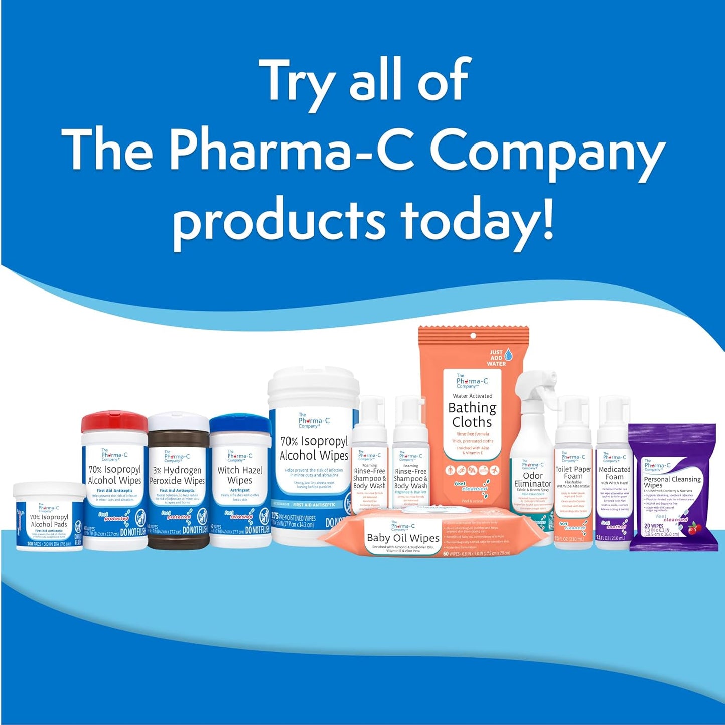 The Pharma-C Company 70% Isopropyl Alcohol Wipes [175ct Wipes] - Large Durable IPA Wipes. First-Aid Antiseptic Wound Cleaner with Moisture Lock Lid.