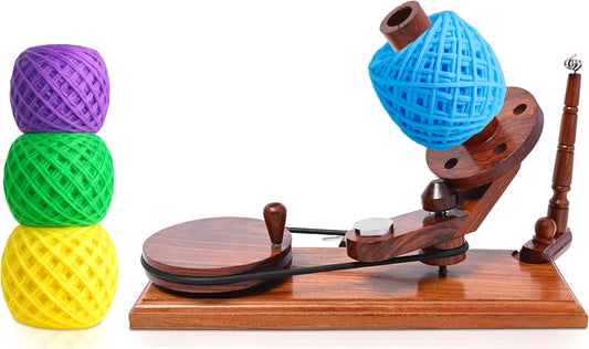 Bhartiya Handicrafts Rosewood Yarn Winder | Large Capacity 10 oz Wooden Yarn Winder for Knitting, Crocheting and Weaving | Table Top Wood Yarn Swift and Ball Winder