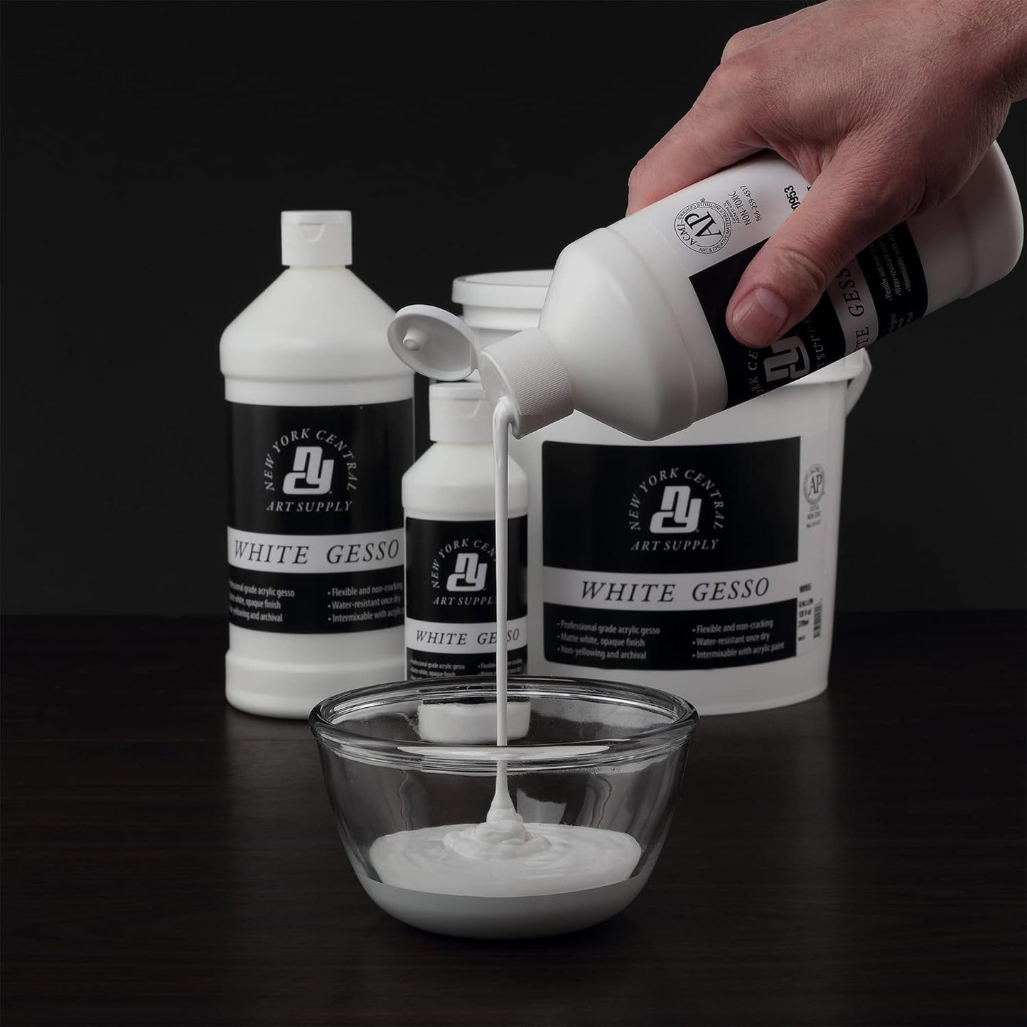 Acrylic Gesso - White Professional Grade Gesso for Painting, Acrylic, Oil, Pastels, & More! - 16 oz Bottle