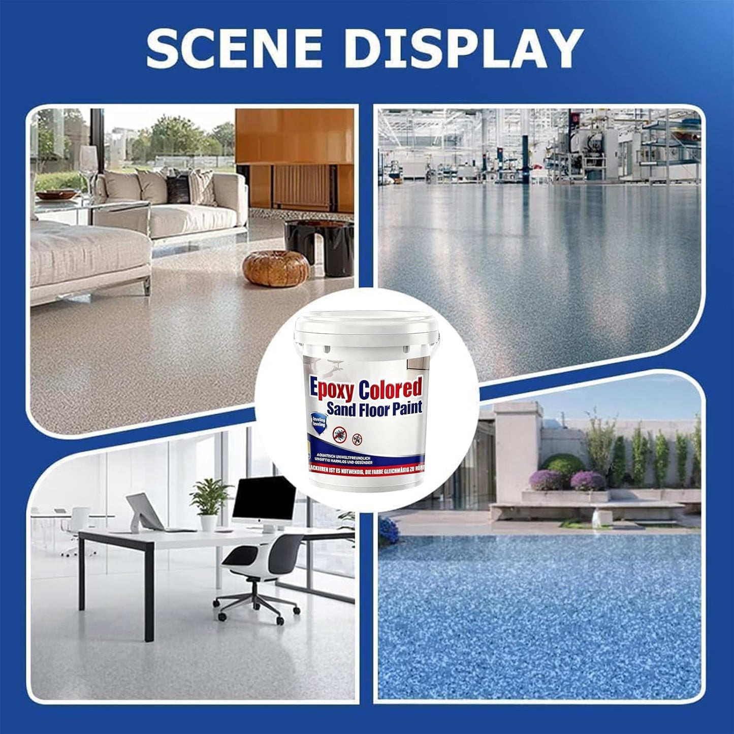 Epoxy Colored Sand Floor Paint, Epoxy Floor Paint for Concrete, High Gloss Marble Effect Coating, Waterproof Non-Slip Concrete Paints, Suitable for Indoor/Outdoor Use (Orange,640 oz/20 kg)