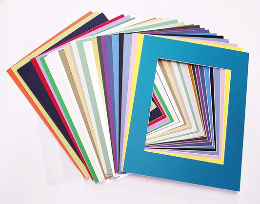 5x7 Mat for 8.5x11 Frame - Precut Mat Board Acid-Free Mixed Colors 5x7 Photo Matte For a 8.5x11 Picture Frame, Premium Matboard for Family Photos, Show Kits, Art, Picture Framing, Pack of 100 Mats