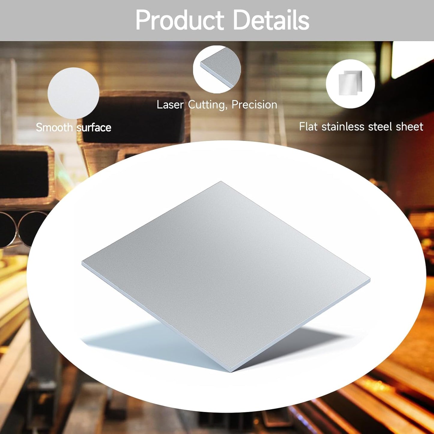 304 Stainless Steel Sheet - 4PCS 6" X 6" X 1/64" Thin Stainless Steel Plate 1/64 Inch Thickness with Protective Film Metal Sheets Shim Stock for Kitchen DIY Crafting (153 x 153 x 0.39 mm)