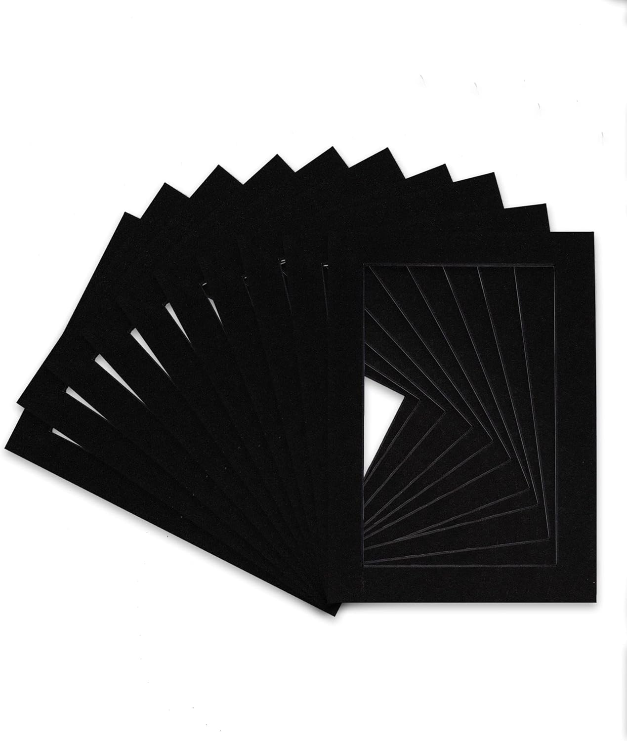 Pack of 25 Acid Free 11x14 Mats Bevel Cut for 8.5x11 Photos - Black with Black Core Precut Matboards With Backing Boards and Clear Photo Mat Bags For Pictures, Photos, Framing - 4-ply Thickness