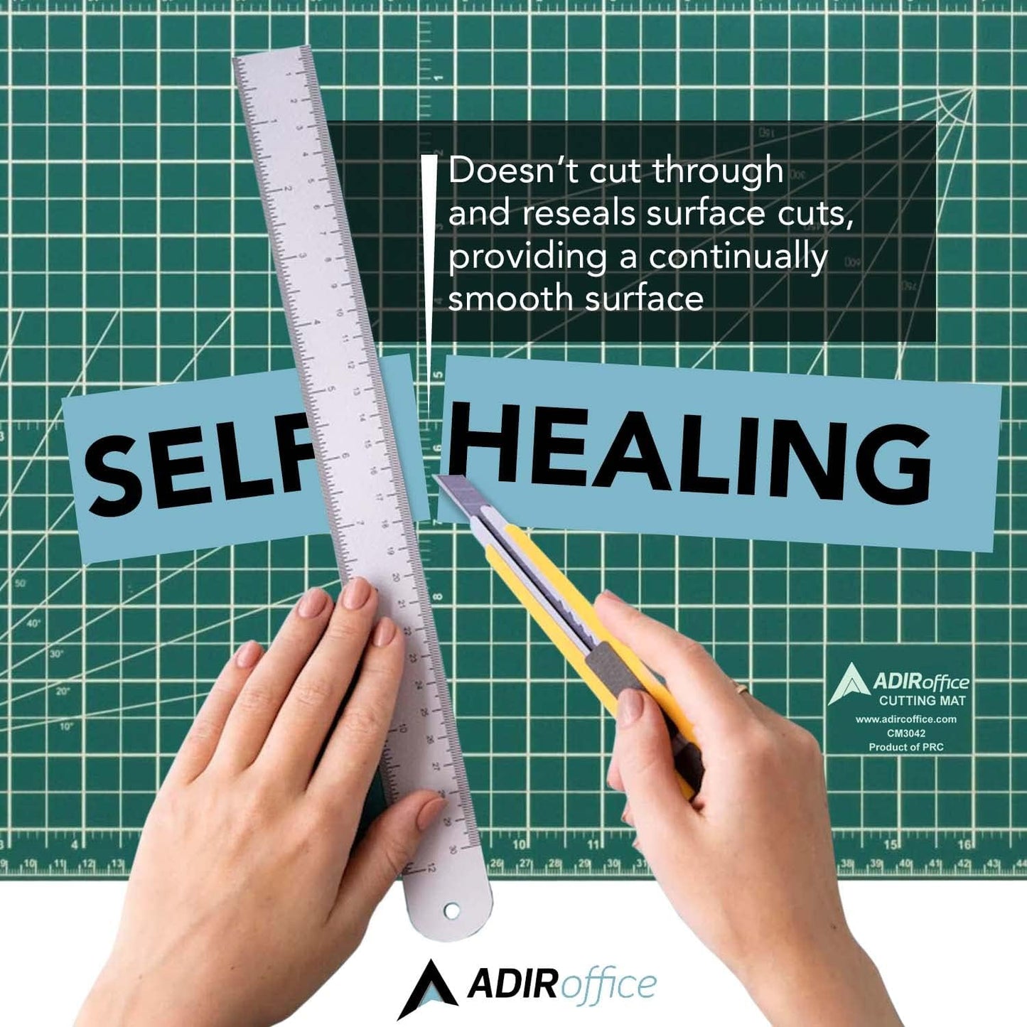 Adir Self Healing Cutting Mat - 24x36 Inches Quilt and Sew Cutting Mat with 5 Layers, Double Sided Cutting Mats for Crafts - Reversible Non-Slip Cutting Pad with Grid