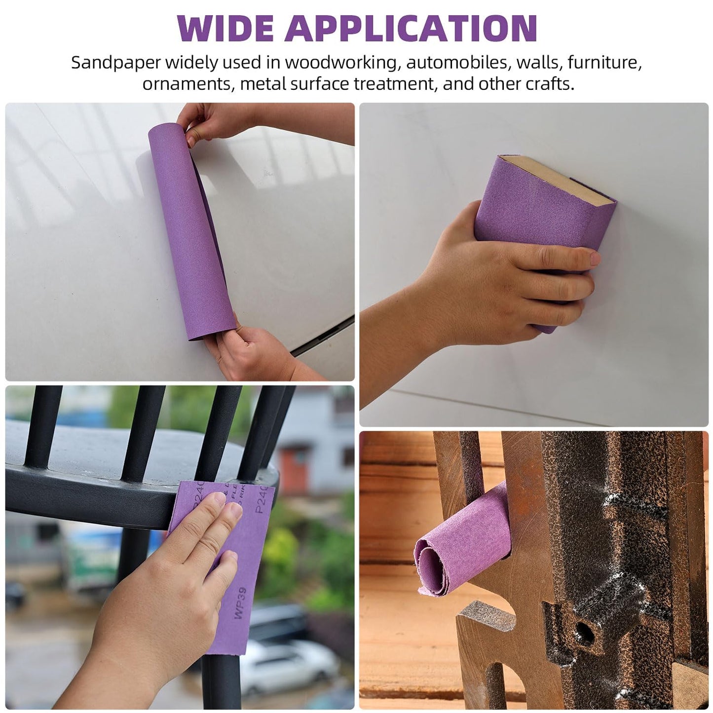 Sandpaper 1200 Grit 20 PCS, Wet Dry Sanding Sheets 9 x 11 Inch, Purple Alumina Abrasive Sand Paper for Wood, Metal, Drywall, Resin, Automotive Sanding, Polishing, Grinding, by POLIWELL