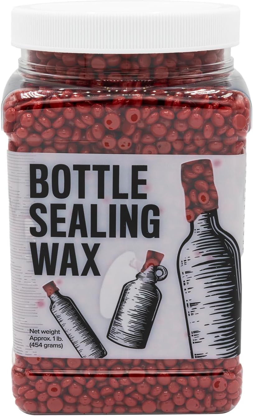 Blended Waxes, Inc. Bottle Sealing Wax Beads, Premium Pastille Wax Seal Beads For Wine, Beer, and Liquor Bottle Closure, Seals Between 25-30 Bottles, 1 lb, Gloss Bright Red