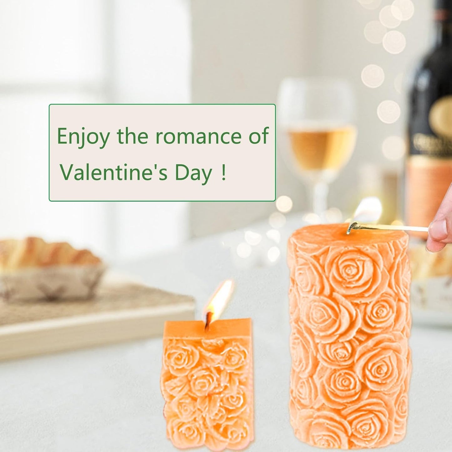 3PCS Rose Molds Silicone Candle Molds,Acxydm Valentine's Day Large Pillar Flower Silicone Mould 3D Candle Wax Molds Soap Mold,Rose Candle Making Mold for DIY Handmade