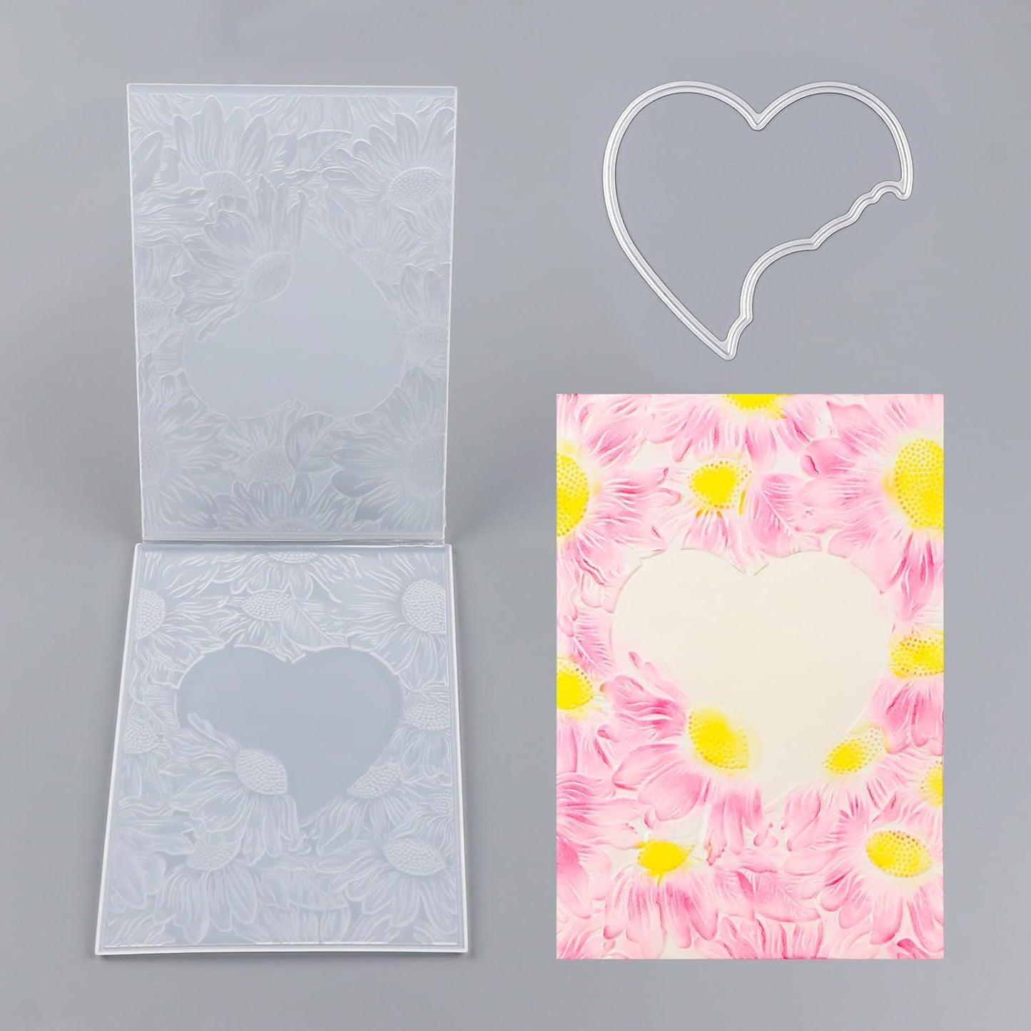 BAOFALI3D Embossing Folder and Metal Die Set for Card Making,Heart Leaves Background Plastic Textures Fades Embossing for Paper Crafting Handmade Crafts Wedding Valentine's Day Scrapbook Card Decorat