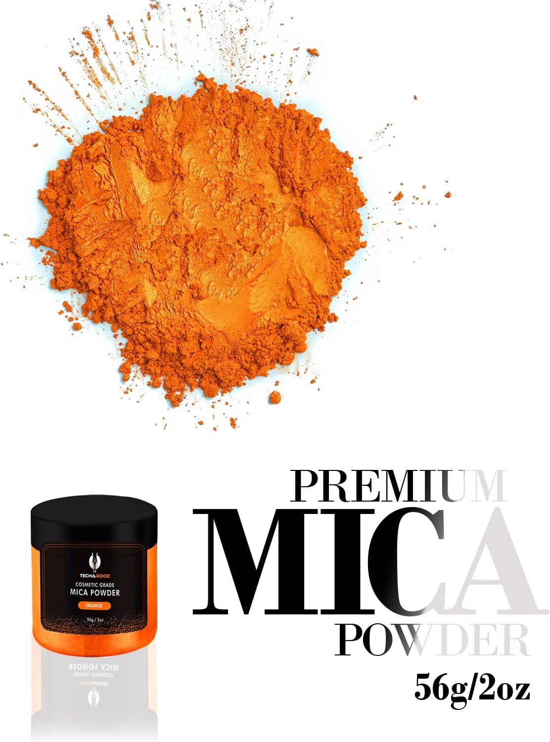Orange Mica Powder for Epoxy Resin 56g / 2oz. Jar - Techarooz 2 Tone Resin Dye Color Pigment Powder for Lip Gloss, Nails, Colorant for Slime Bath Bombs Soap Making & Polymer Clay