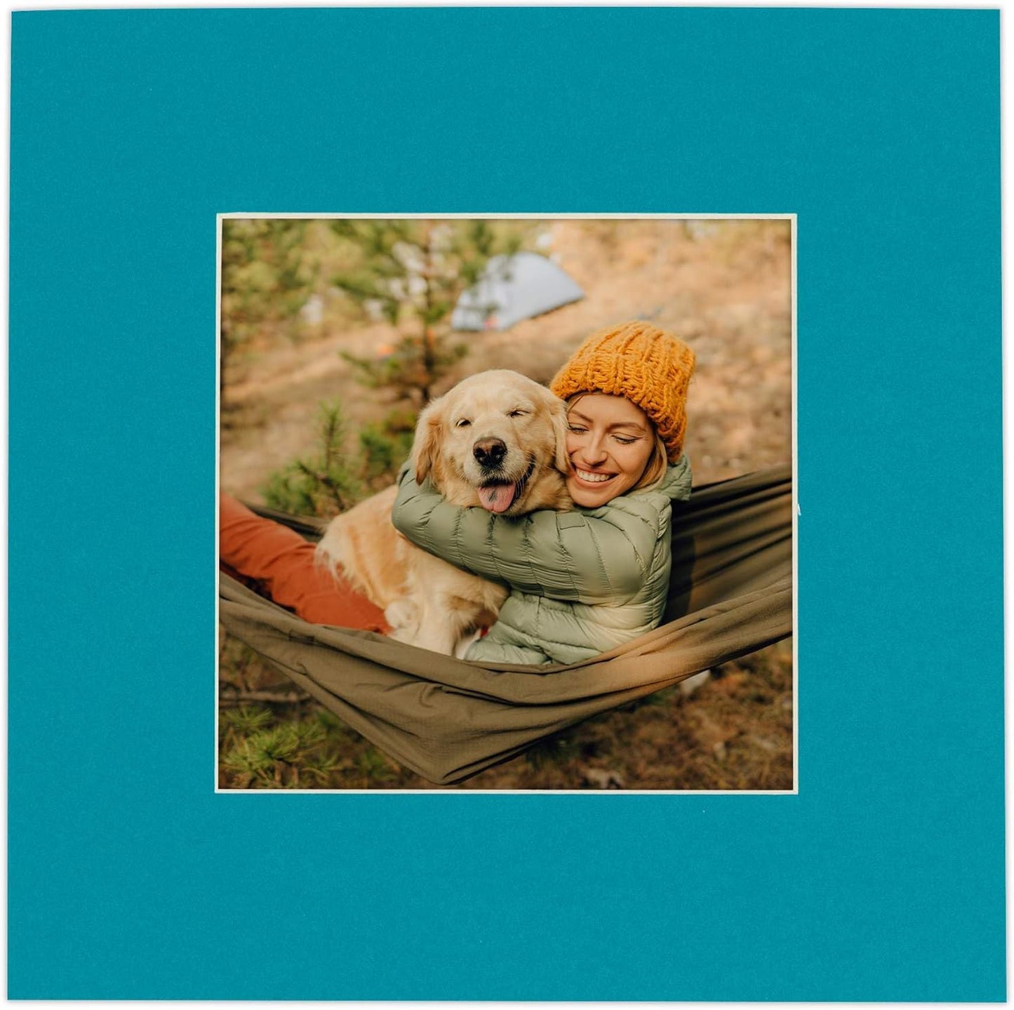 Pack of 25 Acid Free 8x10 Mats Bevel Cut for 5.5x8.5 Photos - Teal Blue Precut Matboards With Backing Boards and Clear Photo Mat Bags For Pictures, Photos, Framing - 4-ply Thickness