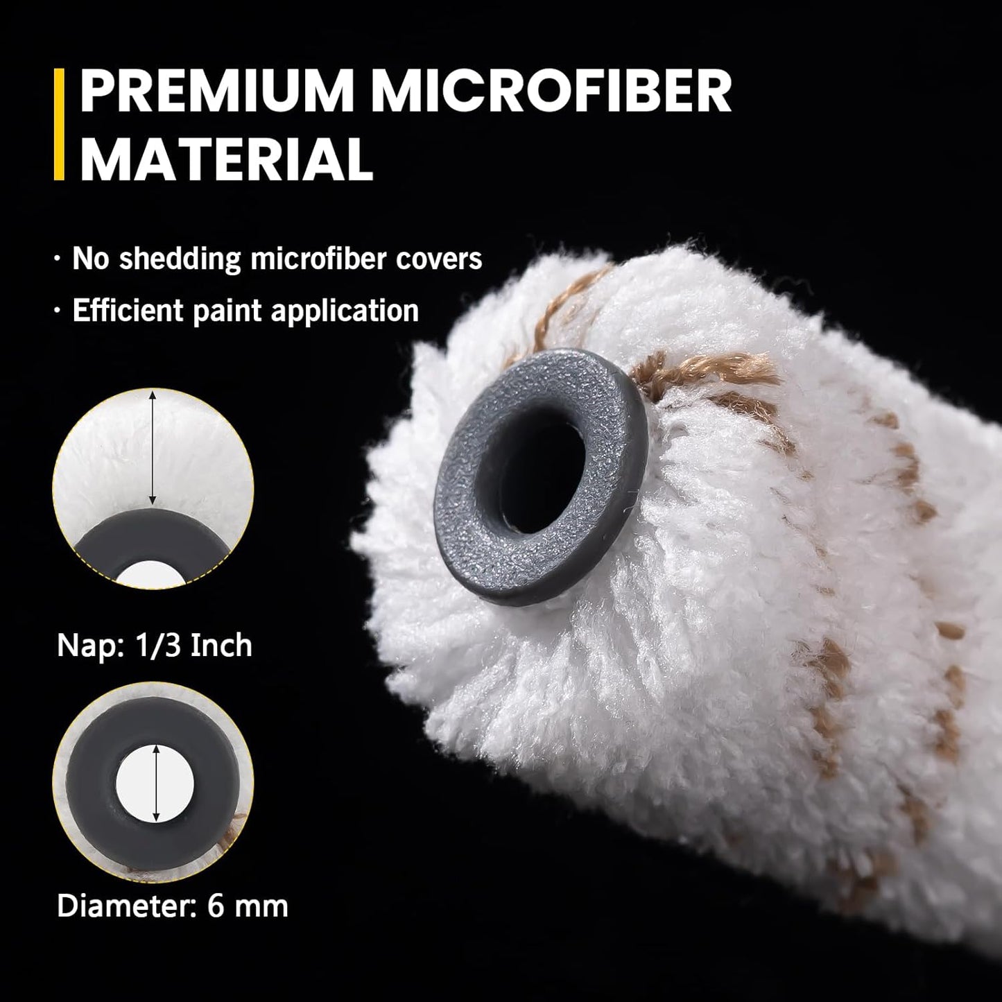 Mister Rui Paint Roller Kit, 16 Pack, 4 Inch Microfiber Paint Rollers, Small Paint Roller Covers, Disposable Paint Tray Liner and Frame, Mini Rollers for Painting Walls, Doors, Cabinets