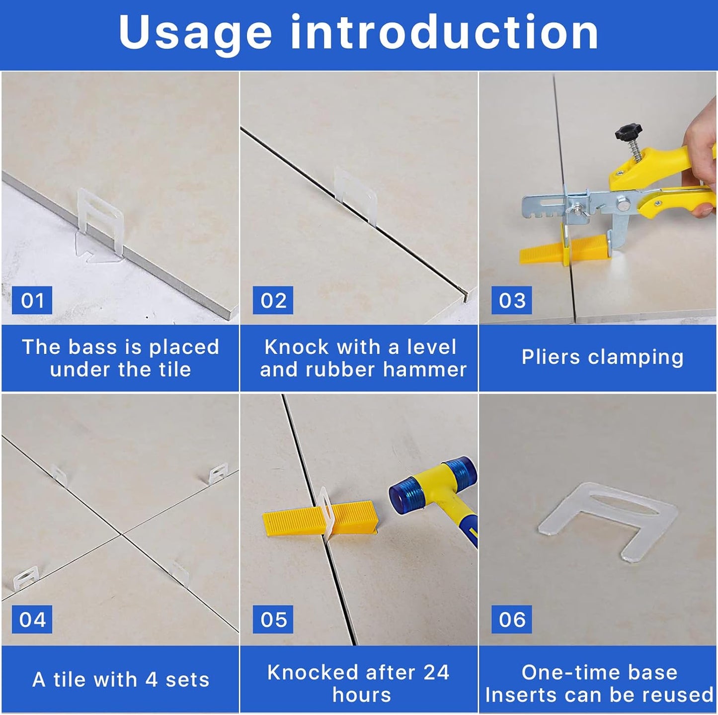1100 Pcs Tile Leveling System Clips 1/8" (3.0mm) for Ceramic Tile and Stone Installation - DIY Tile Leveler Spacers Kit for Perfect Alignment(1100, 1/8)