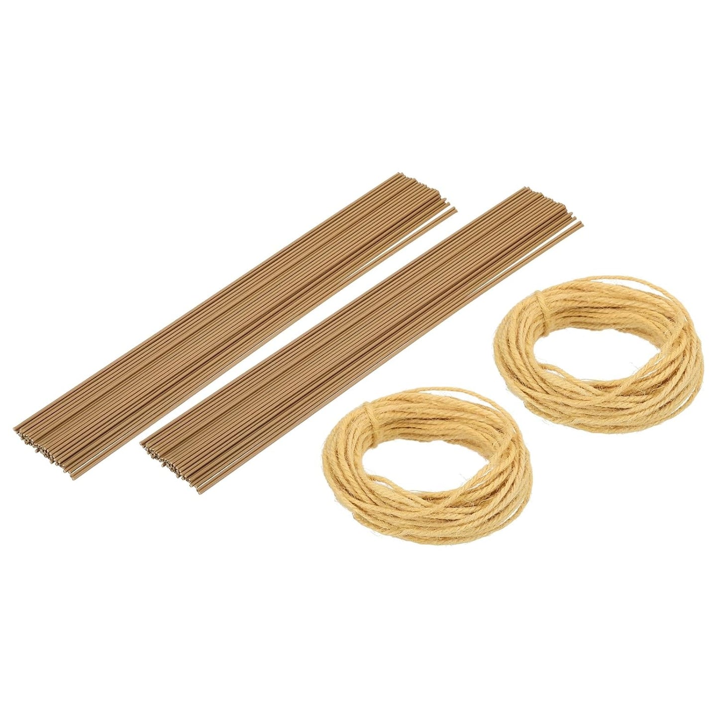 uxcell 100Pcs 2 Gauge Floral Wire, 11.81" Length Flower Stem Wires with 0.08" x 32.8ft Twine for Wreath Making, Flower Arrangement, Yellow
