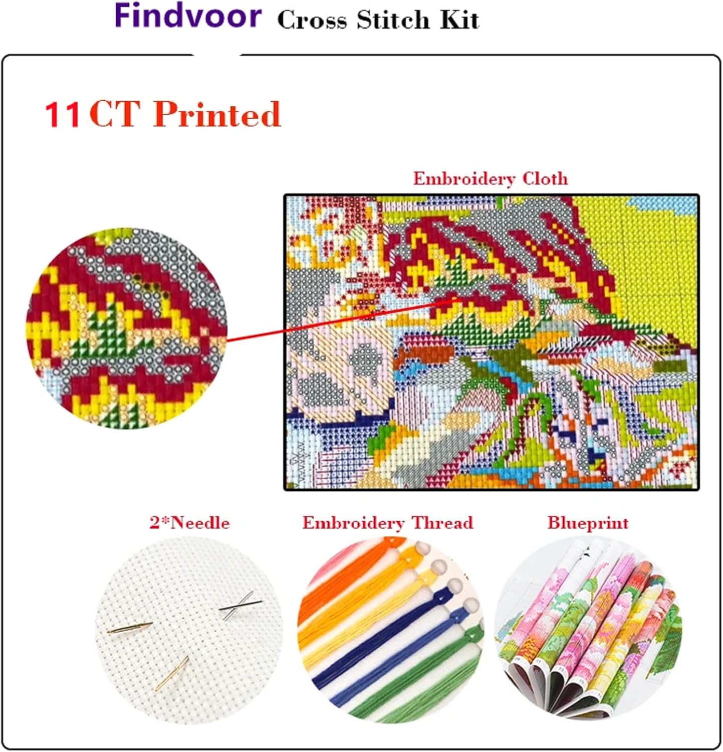 Hopeart Stamped Cross Stitch Kits for Beginner Embroidery Kits for Beginners Adults DIY 11CT Cross Stitch Patterns Needlepoint Kits Crossstitching Kits-Timberwolves 18x18 inch