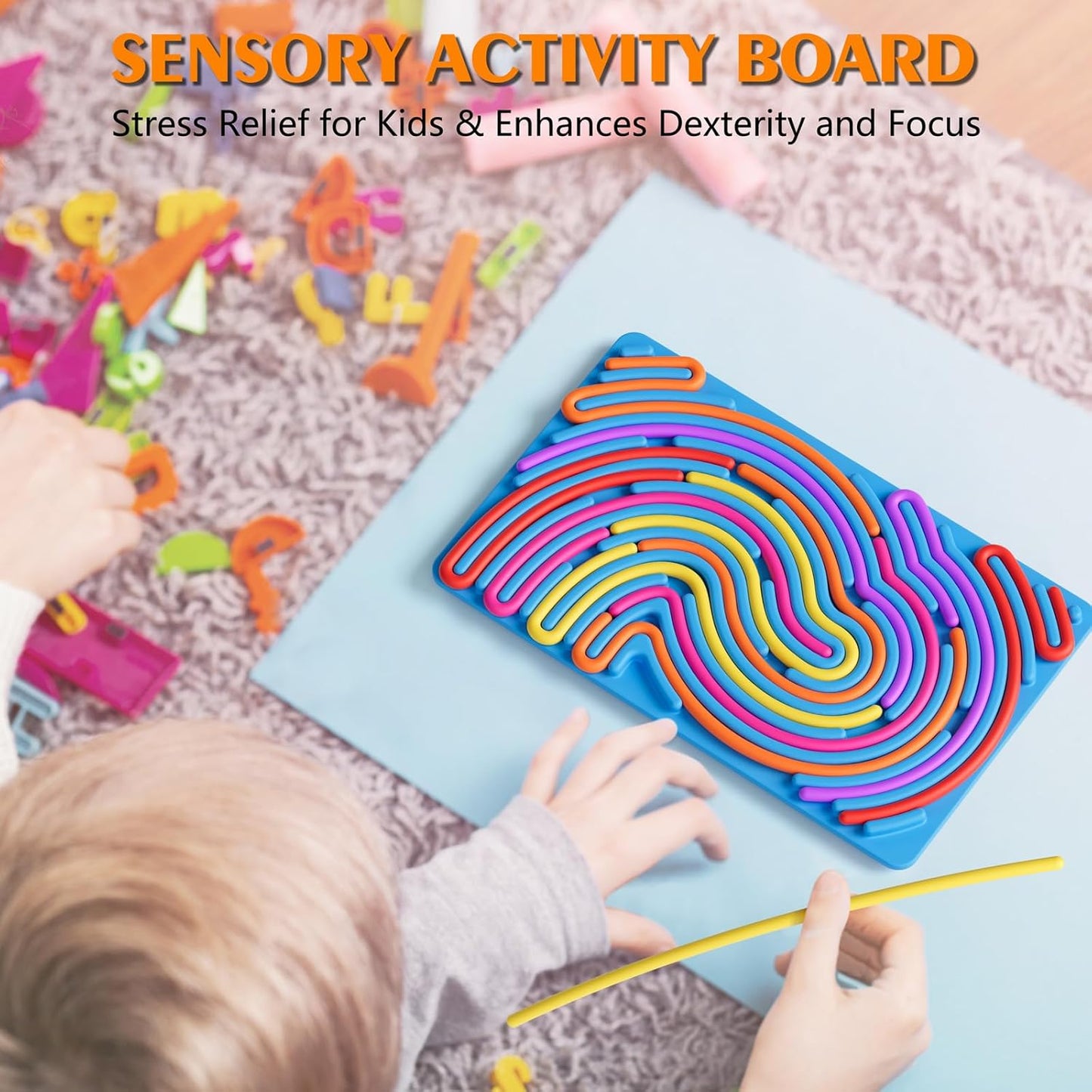 Sensory Fidget Toys for Kids Toddler Boys ,Sensory Activity Board for Stress Anxiety Autistic ADHD, Calm Down Travel Airplane Essentials Toys for 3+ Year Old, Stuffers Gifts for Teen Girls