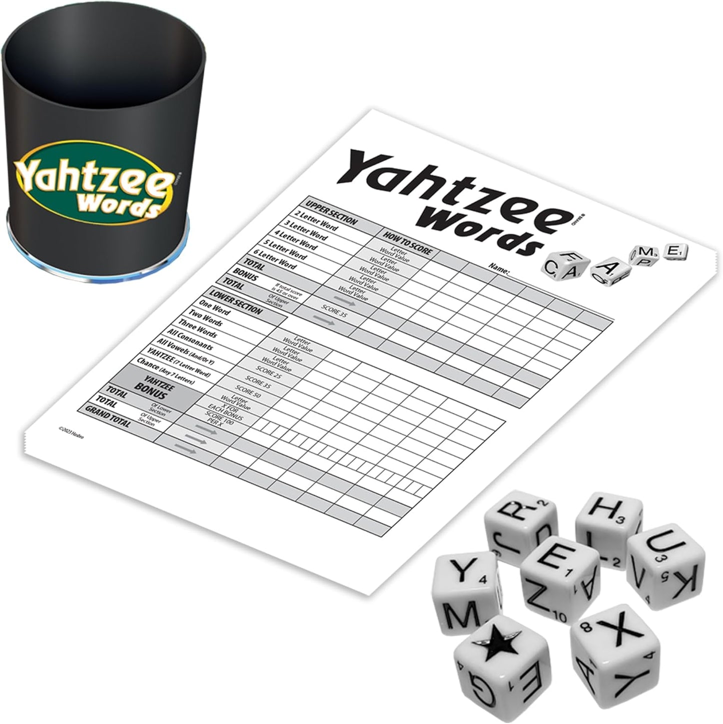 Winning Moves Yahtzee Words Games USA, Family Word Game Version of Yahtzee for 2 or More Players, Ages 8+