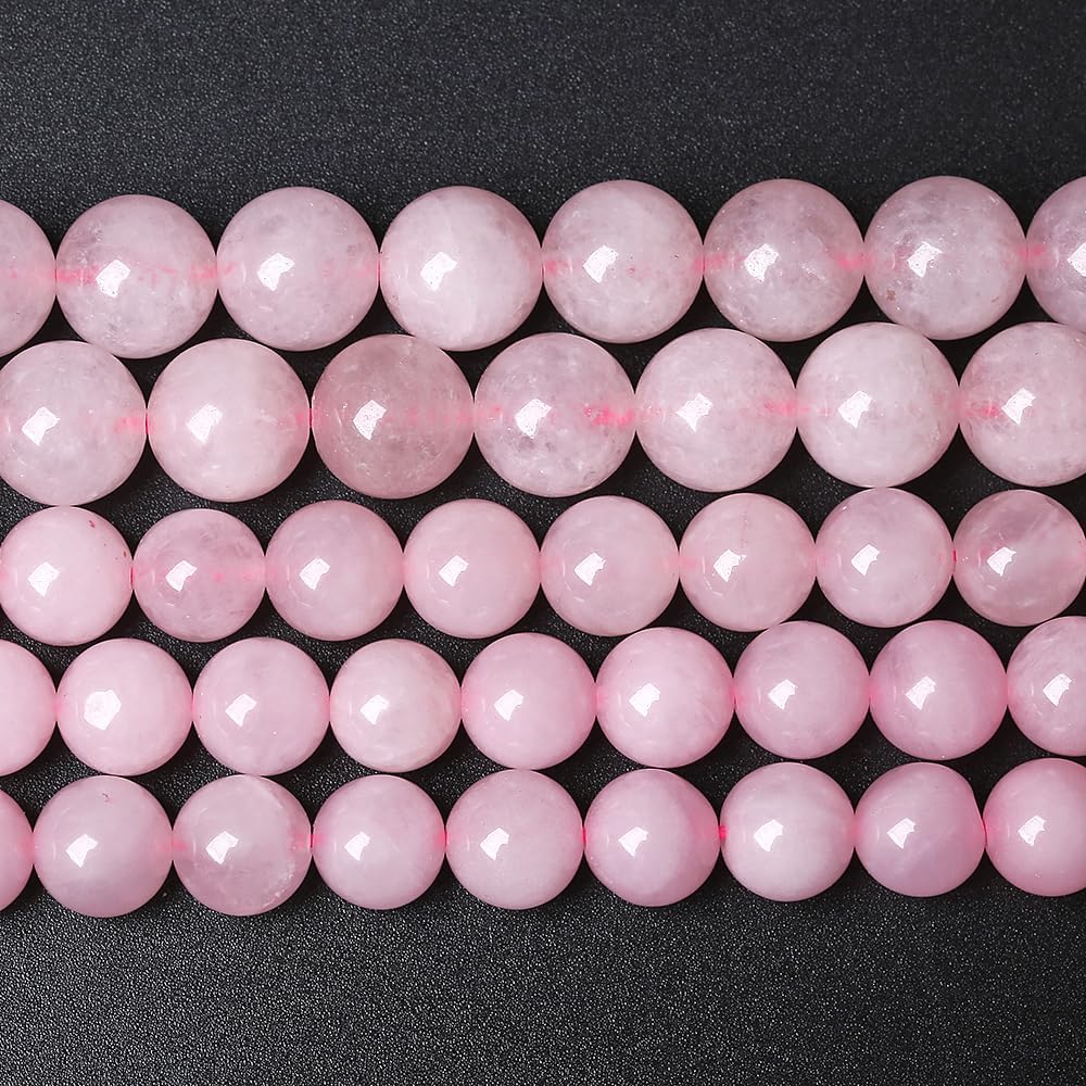 90pcs 8MM Natural Rose Quartz Stone Energy Healing Beads Round Loose Beads for Jewelry Making Bracelet Necklaces 2 Strands 32"