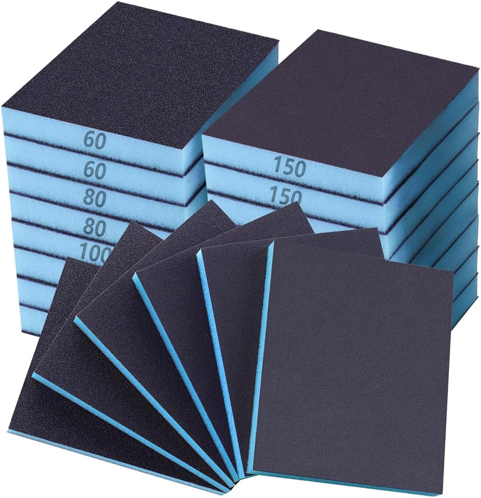 8 Pack Sanding Sponge, 60 150 240 320 Coarse Medium Fine Grits Sanding Block,Wet Dry Sandpaper Block Sandpaper Sponge for Wood Metal FurniturePaint and Drywall