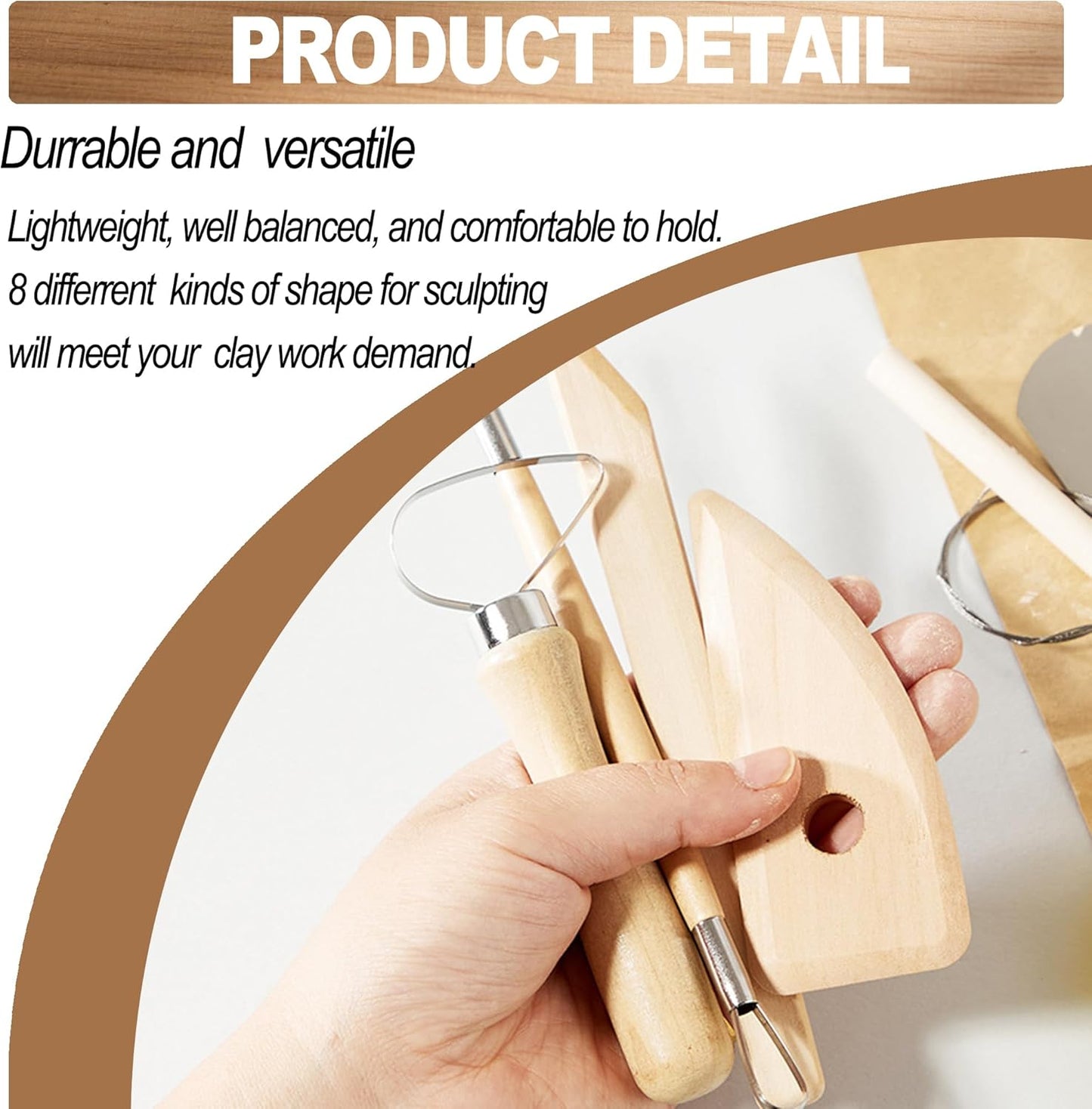 LINPHCEY 8Pcs Clay Sculpting Tools Set Perfect for Polymer Air Dry Modeling Clay Beginners & Professionals Ideal for DIY Pottery & Ceramics Tools for Clay Sculpey Sculpting & Crafting
